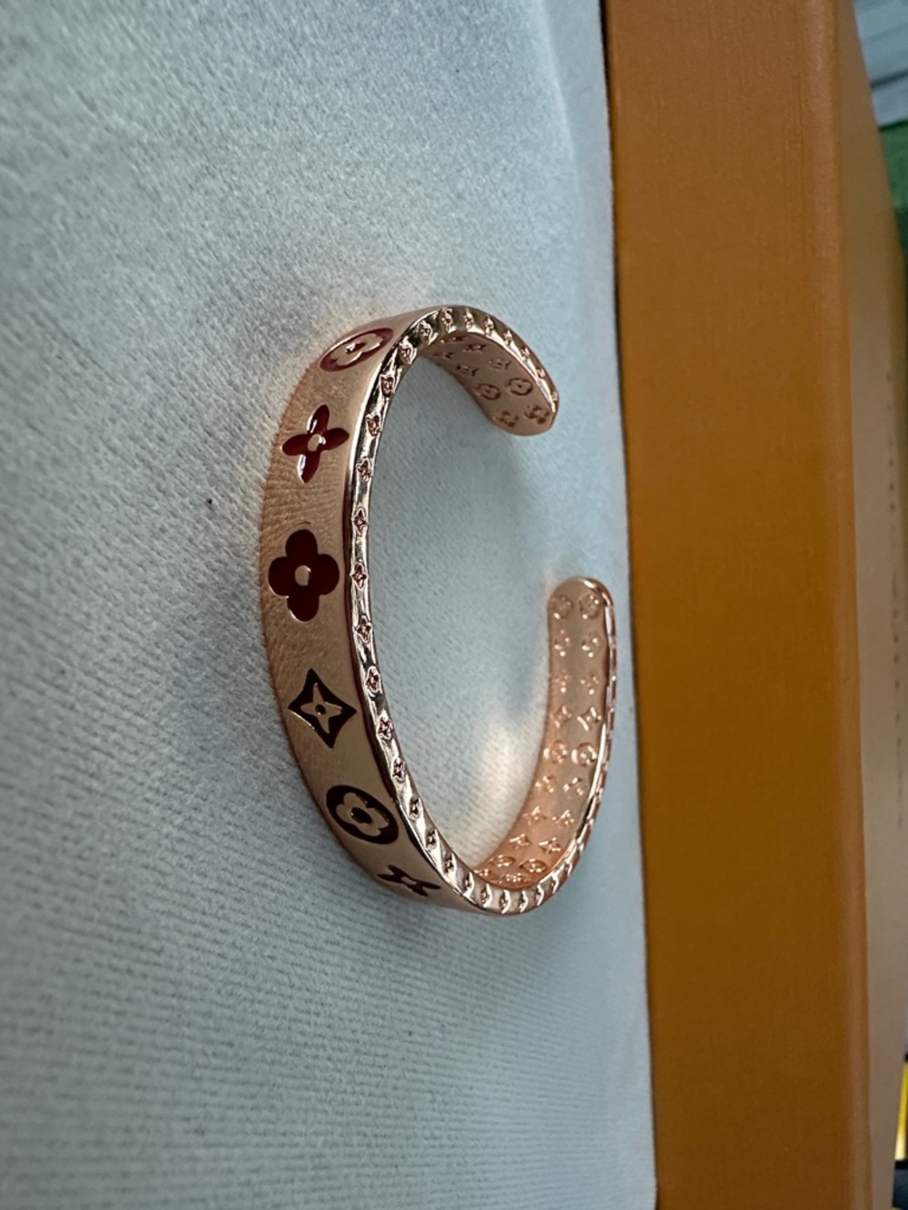 Louis Vuitton Rose Gold Bracelet and Red Logo Earrings Set - Picture 3 of 12